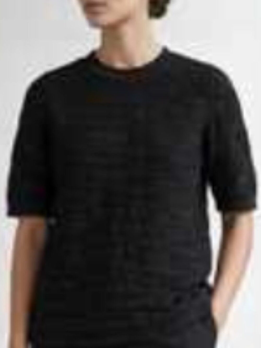COS Black Heavy Cotton Textured Crewneck Sweater - 3/4 Sleeves - Size M - EUC